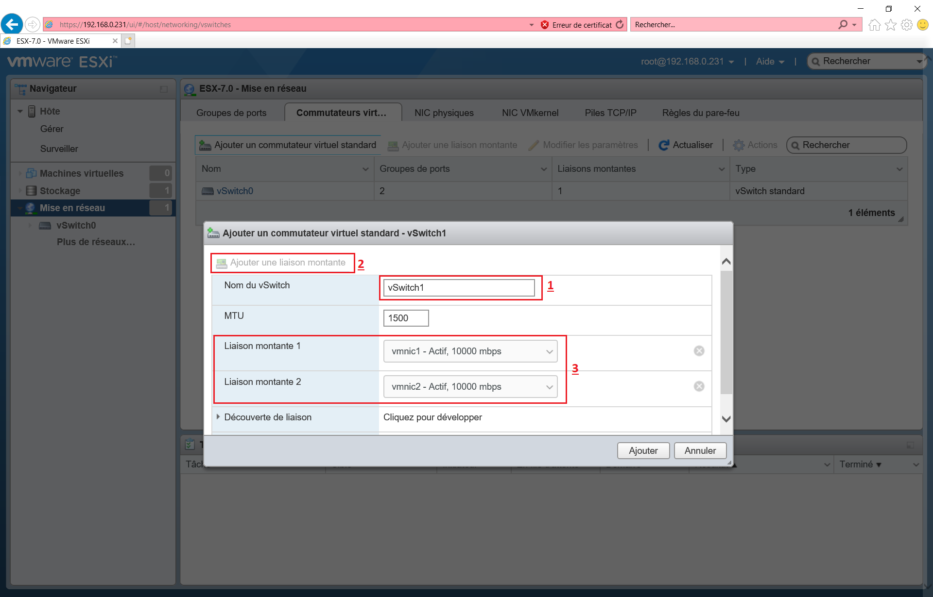 Configuration WEB de VMware ESXi 7.0